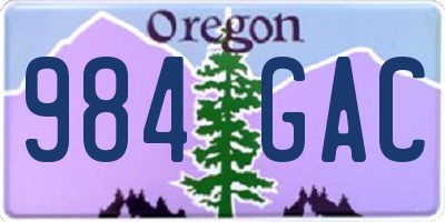 OR license plate 984GAC