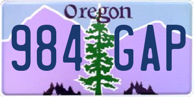 OR license plate 984GAP