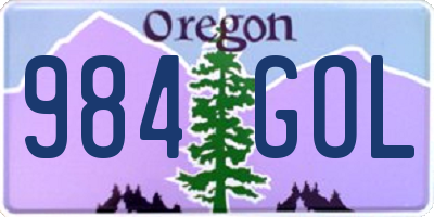 OR license plate 984GOL