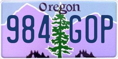 OR license plate 984GOP
