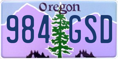 OR license plate 984GSD