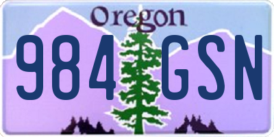 OR license plate 984GSN