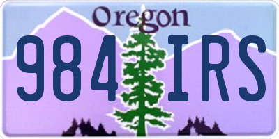 OR license plate 984IRS