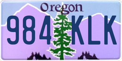 OR license plate 984KLK