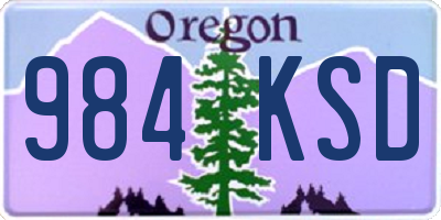 OR license plate 984KSD