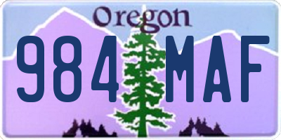 OR license plate 984MAF