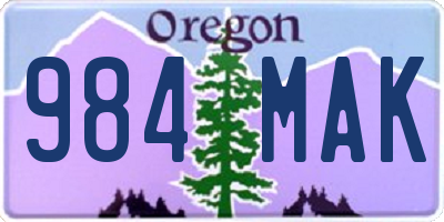 OR license plate 984MAK