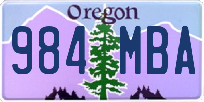 OR license plate 984MBA