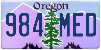 OR license plate 984MED