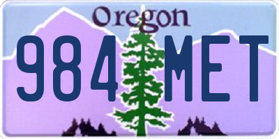 OR license plate 984MET