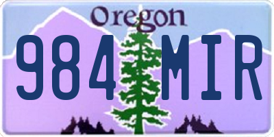 OR license plate 984MIR