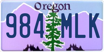 OR license plate 984MLK