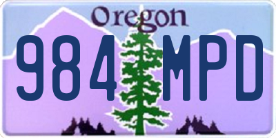 OR license plate 984MPD