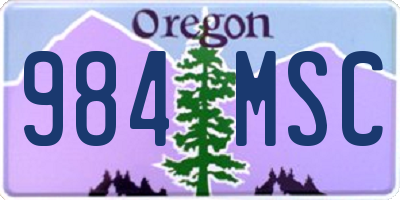 OR license plate 984MSC