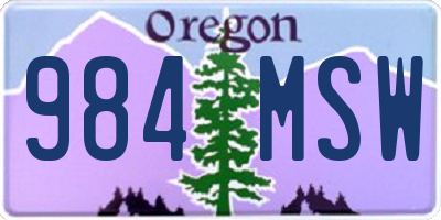 OR license plate 984MSW