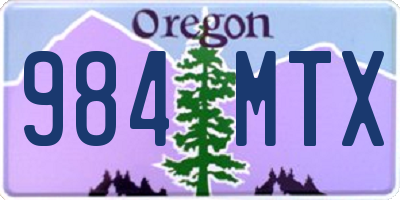 OR license plate 984MTX