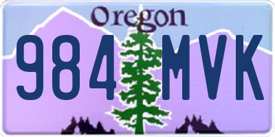 OR license plate 984MVK