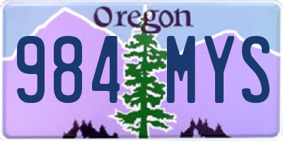 OR license plate 984MYS
