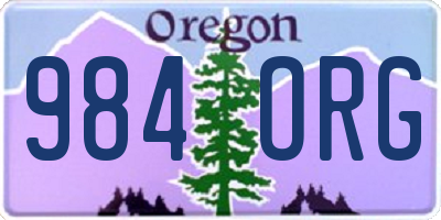 OR license plate 984ORG