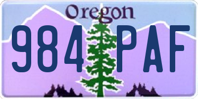 OR license plate 984PAF
