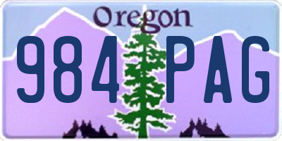 OR license plate 984PAG
