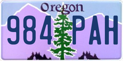 OR license plate 984PAH