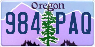 OR license plate 984PAQ