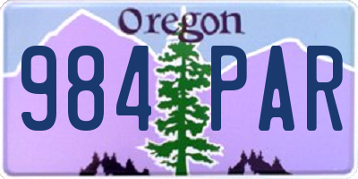OR license plate 984PAR