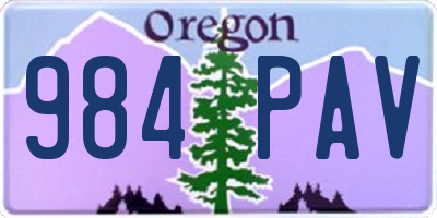 OR license plate 984PAV