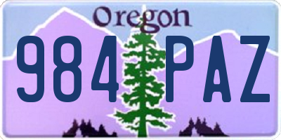 OR license plate 984PAZ