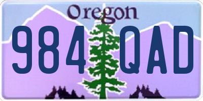 OR license plate 984QAD
