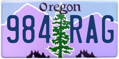OR license plate 984RAG