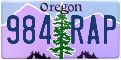 OR license plate 984RAP