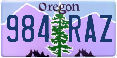 OR license plate 984RAZ