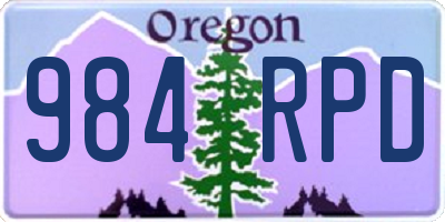 OR license plate 984RPD
