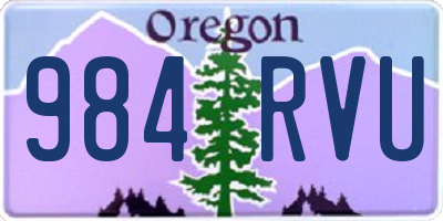 OR license plate 984RVU