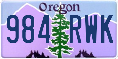 OR license plate 984RWK