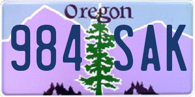 OR license plate 984SAK
