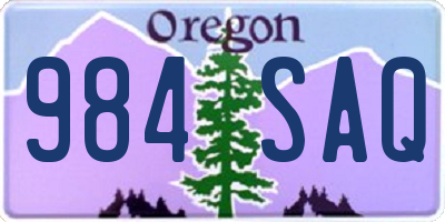 OR license plate 984SAQ