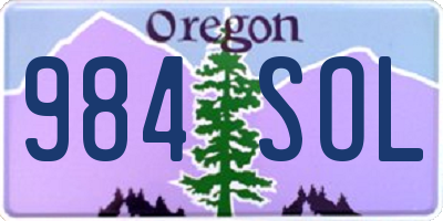 OR license plate 984SOL