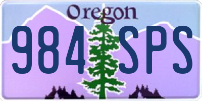 OR license plate 984SPS