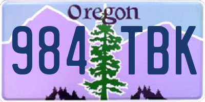 OR license plate 984TBK