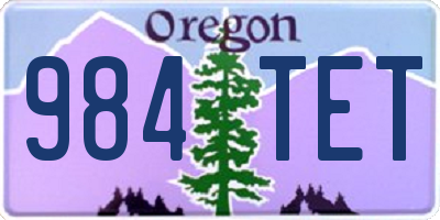 OR license plate 984TET