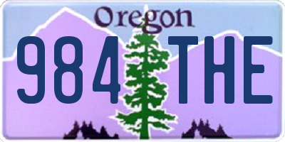 OR license plate 984THE