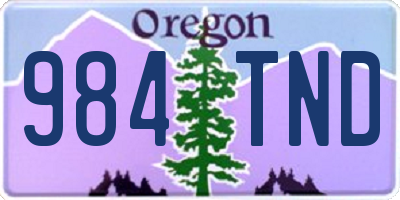 OR license plate 984TND