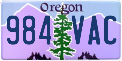 OR license plate 984VAC