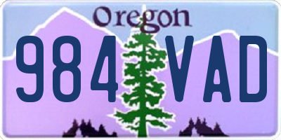 OR license plate 984VAD
