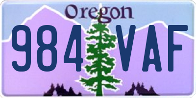 OR license plate 984VAF