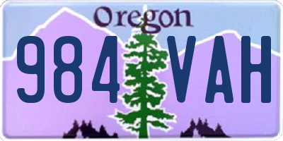 OR license plate 984VAH