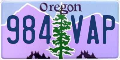 OR license plate 984VAP